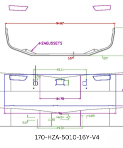 170-HZA-5010-16Y-V4 PETERBILT 579 BUMPER 2021 AND NEWER SBA WITH FACTORY FOG HOLES