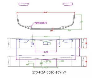 170-HZA-5010-16Y-V4 PETERBILT 579 BUMPER 2021 AND NEWER SBA WITH FACTORY FOG HOLES